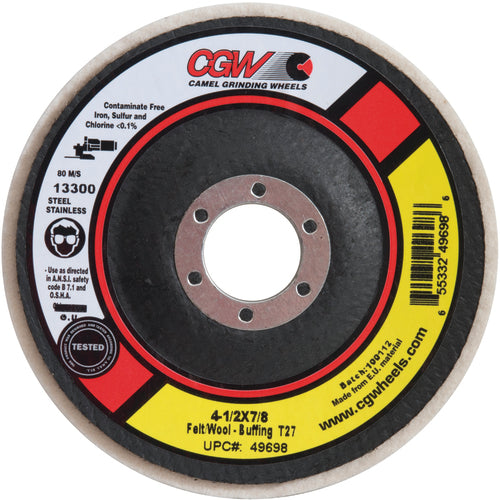 5″ × 7/8″ Type 27 Felt / Cotton Buffing Flap Disc - Apex Tool & Supply