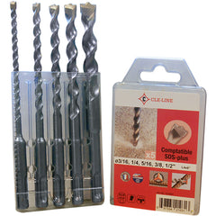 ‎3/16-1/2 RHS / RHC HSS+TCT 118 Degree Radial Point SDS+2 Carbide-Tipped Masonry Drill Set - Sand Blasted