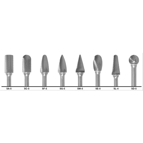 8PC CARB DBL CUT BURR SET