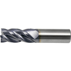 ‎1″ × 1″ × 2-1/4″ × 5″ RHS / RHC Solid Carbide 4-Flute Corner Radius End Mill - TiAlN - Exact Industrial Supply