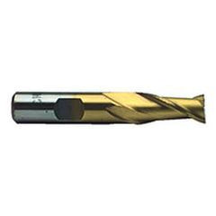 1 Dia. x 3-3/4 Overall Length 2-Flute Square End High Speed Steel SE End Mill-Round Shank-Center Cut-TiN - Apex Tool & Supply