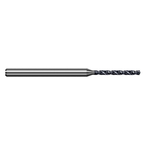 1.511 mm Dia. × 3 mm Shank × 14.5 mm Flute Length × 50 mm OAL, 8xD, 140°, AlTiN, 2xD Flute, Round Solid Carbide Drill - Exact Industrial Supply