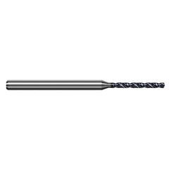 0.61 mm Dia. × 3 mm Shank × 6 mm Flute Length × 50 mm OAL, 8xD, 140°, AlTiN, 2xD Flute, Round Solid Carbide Drill - Exact Industrial Supply