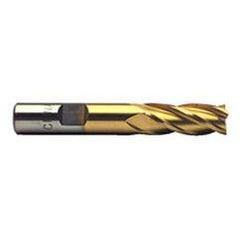 1/2 Dia. x 3-1/4 Overall Length 4-Flute Square End High Speed Steel SE End Mill-Round Shank--TiN - Apex Tool & Supply