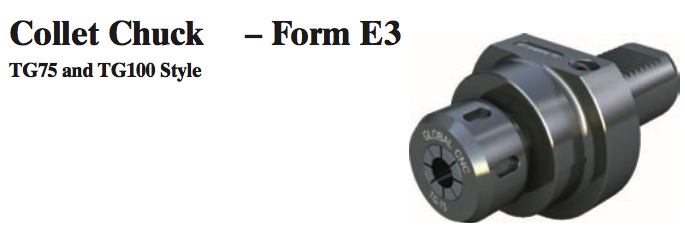 VDI Collet Chuck - Form E3 (TG75 Style) - Part #: CNC86 53.6075TG - Apex Tool & Supply