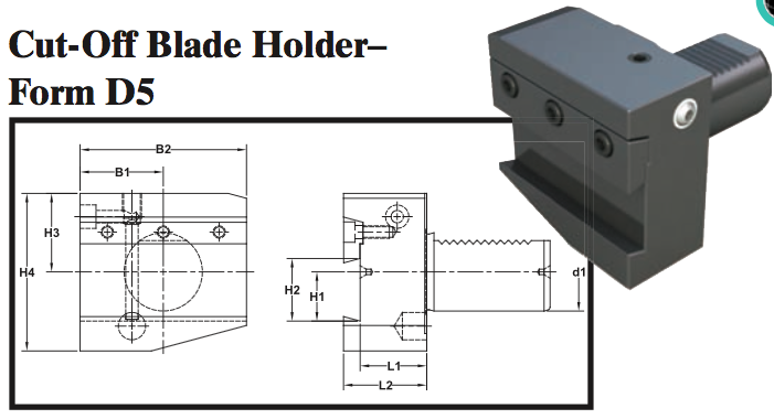 VDI Cut-Off Blade Holder - Form D5 - Part #: CNC86 45.3025 - Apex Tool & Supply