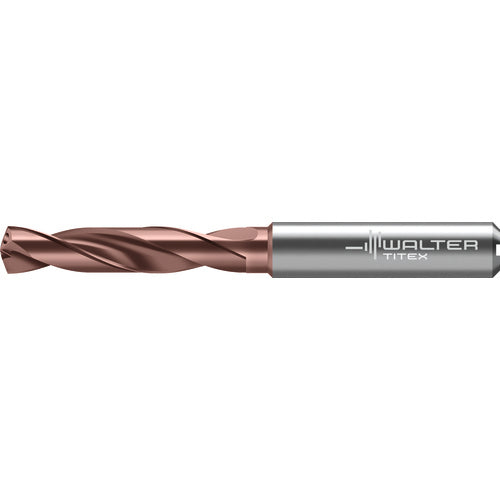12.5 mm Dia. × 14 mm Shank × 60 mm Flute Length × 107 mm OAL, 3xD, 140 Degrees, Axial Inclined Exit, DIN 6535 HA, Cylindrical Solid Carbide Drill DC175 WJ30RZ