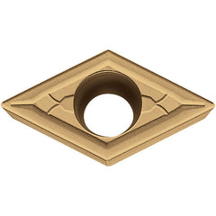 DCMT 3251 GK PV720, 1/64″ Corner Radius, 5/32″ Thick, 3/8″ Inscribed Circle, TiCN (MEGACOAT NANO), Diamond, Turning Indexable Insert - Exact Industrial Supply