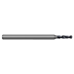 0.939 mm Dia. × 3 mm Shank × 6.4 mm Flute Length × 50 mm OAL, 5xD, 140°, AlTiN, 2xD Flute, Round Solid Carbide Drill