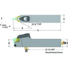 ADDPNN16-4D - 1 x 1" Neutral Toolholder - Apex Tool & Supply