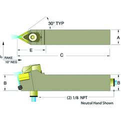 ADTENN16-4D 1 x 1" Neutral Toolholder - Apex Tool & Supply