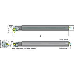 .625 Shank Coolant Thru Boring Bar- 27.5° Lead Angle for DC_T 21.51 Style Inserts - Apex Tool & Supply