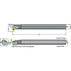 .625 Shank Coolant Thru Boring Bar- 27.5° Lead Angle for DC_T 21.51 Style Inserts - Apex Tool & Supply