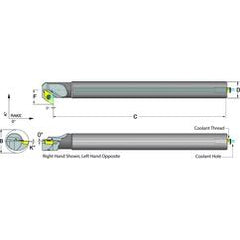 .375 Shank Coolant Thru Boring Bar- -5° (Back Boring) Lead Angle for DC_T 21.51 Style Inserts - Apex Tool & Supply