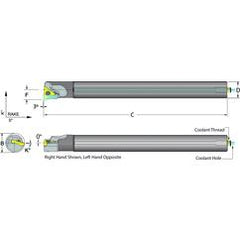 .500 Shank Coolant Thru Boring Bar- -3° Lead Angle for TPMT 21.51 Style Inserts - Apex Tool & Supply