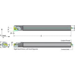 .625 Shank Coolant Thru Boring Bar- -3° Lead Angle for TPMT 21.51 Style Inserts - Apex Tool & Supply