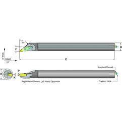 .500 Shank Coolant Thru Boring Bar- -50° Lead Angle for VCMT 221 Style Inserts - Apex Tool & Supply