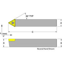 STECN64-3D 1 x 1" Neutral Turning Toolholder - Apex Tool & Supply