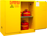 30 Gallon - All Welded - FM Approved - Flammable Safety Cabinet - Manual Doors - 1 Shelf - Safety Yellow - Apex Tool & Supply