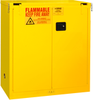 30 Gallon - All welded - FM Approved - Flammable Safety Cabinet - Self-closing Doors - 1 Shelf - Safety Yellow - Apex Tool & Supply