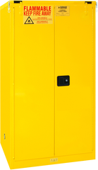60 Gallon - All Welded - FM Approved - Flammable Safety Cabinet - Self-closing Doors - 2 Shelves - Safety Yellow - Apex Tool & Supply