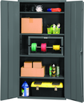 36"W - 16 Gauge - Lockable Cabinet - 4 Adjustable Shelves - Flush Door Style - Gray - Apex Tool & Supply