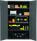 48"W - 16 Gauge - Lockable Shelf Cabinet - 4 Adjustable Shelves - Flush Door Style - Gray - Apex Tool & Supply