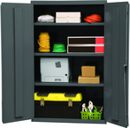 36"W - 16 Gauge - Lockable Shelf Cabinet - 3 Adjustable Shelves - Flush Door Style - Gray - Apex Tool & Supply