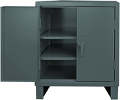 36"W - 14 Gauge - Lockable Shelf Cabinet - 2 Adjustable Shelves - Recessed Door Style - Gray - Apex Tool & Supply