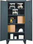 36"W - 14 Gauge - Lockable Shelf Cabinet - 4 Adjustable Shelves - Recessed Door Style - Gray - Apex Tool & Supply