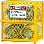 30"W - All Welded - Angle Iron Frame with Mesh Side - Horizontal Gas Cylinder Cabinet - 1 Shelf - Magnet Door - Safety Yellow - Apex Tool & Supply