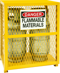 30 x 20 x 33-1/2" - All Welded - Angle Iron Frame with Mesh Side - Horizontal/Vertical Gas Cylinder Cabinet - Magnet Doors - Safety Yellow - Apex Tool & Supply