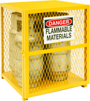 30"W - All Welded - Angle Iron Frame with Mesh Side - Vertical Gas Cylinder Cabinet - Magnet Door - Safety Yellow - Apex Tool & Supply