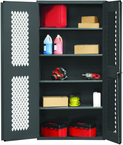 36"W - 14 Gauge - Lockable Ventilated Cabinet - 3 Adjustable Shelves - Flush Door Style - Gray - Apex Tool & Supply