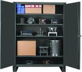 36"W - 12 Gauge - Lockable Cabinet - 4 Adjustable Shelves - Recessed Door Style - Gray - Apex Tool & Supply