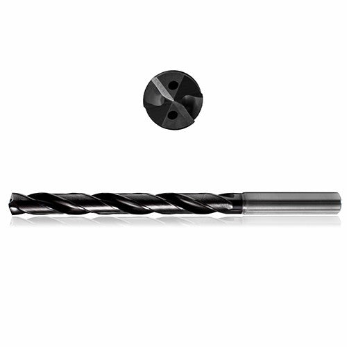 0.3189 mm Dia. × 10 mm Shank × 61 mm Flute Length × 103 mm OAL, 5xD, 140°, Varianta Supral, 2 Flute, Coolant Thru, h6, Cylindrical, Solid Carbide Drill