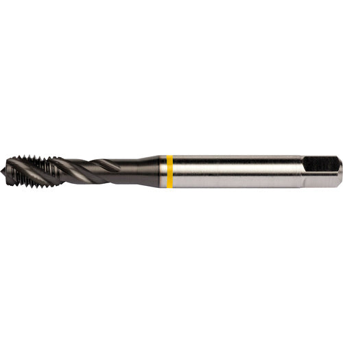 M6x1.0 HSS-E PM 3 Flute 6H 40 Degree Yellow Shark Machine Tap Spiral Flute-TiAlN/Top E-code # E624M6 - Exact Industrial Supply
