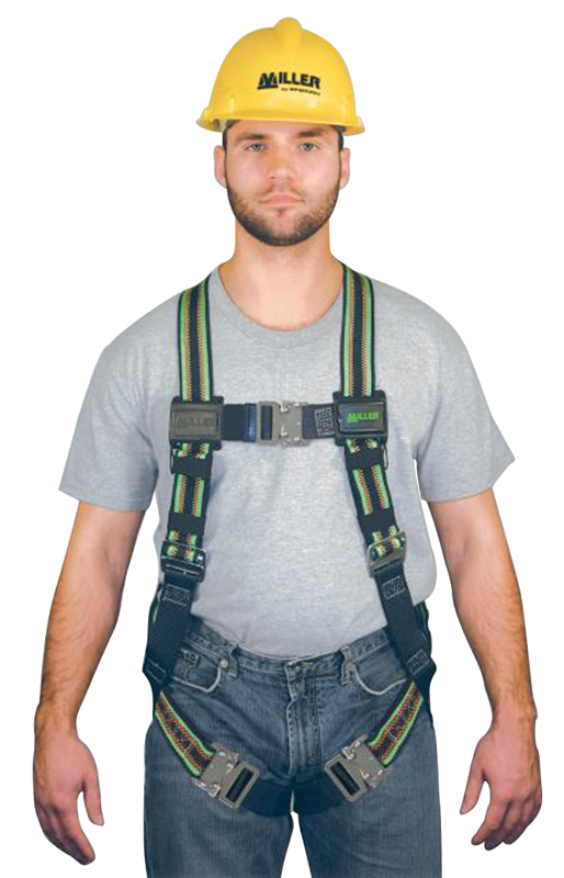 Miller Duraflex Ultra Harness w/Duraflex Stretchable Webbing; Friction Buckle Shoulder Straps & Quick Connect Leg & Chest Straps - Apex Tool & Supply