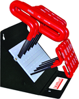 10 Piece - 3/32 - 3/8" T-Handle Style - 6'' Arm- Hex Key Set with Plain Grip in Stand - Apex Tool & Supply