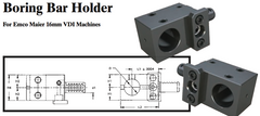 Boring Bar Holder - Right-Hand (Top) (For Emco Maier 16mm VDI Machines) - Part #: CNC86 E58.1625R - Apex Tool & Supply