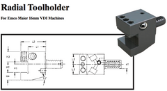 Radial Toolholder (For Emco Maier 16mm VDI Machines) - Part #: CNC86 E45.1616 - Apex Tool & Supply