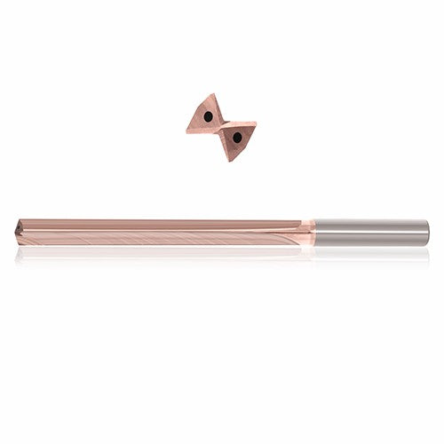 0.4375 mm Dia. × 12 mm Shank × 114 mm Flute Length × 162 mm OAL, 8xD, 130°, ZircoPlus, 2 Flute, Coolant Thru, h6, Cylindrical, Solid Carbide Drill