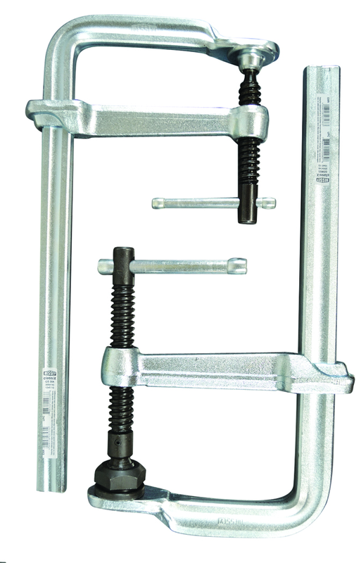 Economy L Clamp --24" Capacity - 4-3/4" Throat Depth - Standard Pad - Profiled Rail, Spatter resistant spindle - Apex Tool & Supply