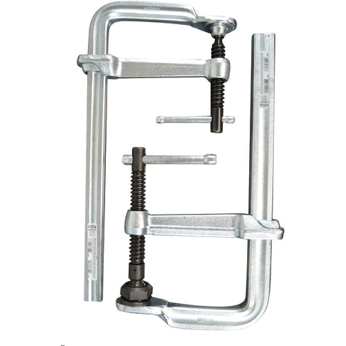 Economy L Clamp - 6″ Capacity–3 1/8″ Throat Depth - Standard Pad - Profiled Rail, Spatter resistant spindle - Apex Tool & Supply