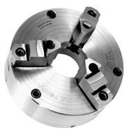 Ajust-Tru+ Universal Chuck - 4" Plain Mount; 3-Jaw; Solid Jaw - Apex Tool & Supply