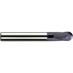 1/2″ Dia. × 1/2″ Shank × 1″ DOC × 4 OAL, Carbide nACo, 2 Flute, Ballnose End Mill - Exact Industrial Supply