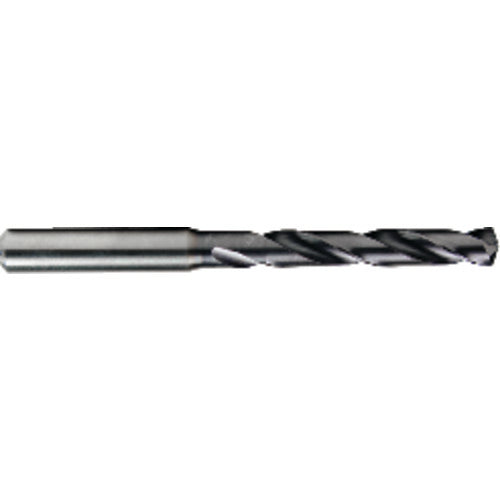7.6 mm Dia. × 8 mm Shank × 53 mm Flute Length × 91 mm OAL, 5xD, TiAlN, 2xD Flute, Coolant Thru, H6 Solid Carbide Drill - Exact Industrial Supply