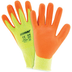 Hi Vis 10 Gauge Yellow HPPE Shell w/ Orange Foam Nitrile Palm Cut Resistant Gloves Large - Apex Tool & Supply