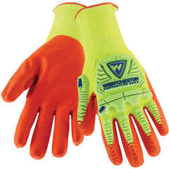 Hi Vis 10 Gauge Yellow HPPE Shell With Orange Foam Nitrile Palm Gloves Large - Apex Tool & Supply