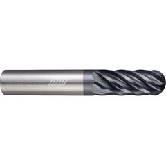 ‎6 Flute - Ball - 0.3750″ (3/8) Cutter DIA × 0.3750″ (3/8) Shank DIA × 0.1870″ (3/16) Radius × 1.0000″ (1) LOC × 3.0000″ (3) OAL  - APLUS Coated